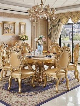 În stil European suprafață marmură toate din lemn masiv sculptat family hotel villa mese si scaune