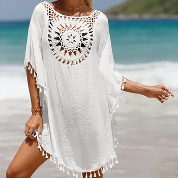Țesute Plaja Bluza Sexy Gol Ciucure Vacanță pe Litoral Moda Casual, Haine de Primăvară și de Vară 2023 Noi Femeile de protecție Solară Tricou W1